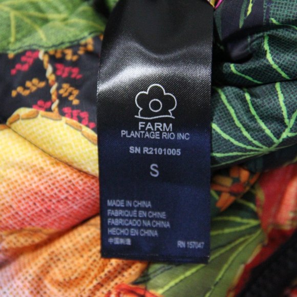 Farm Rio Puffer Jacket NEW Women Colorful Mix Scarves Coat Small Quilted - Picture 9 of 10